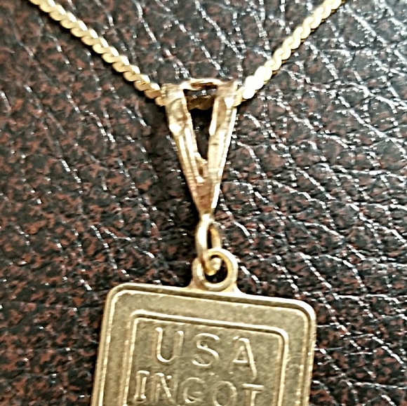 14kt Yellow Gold USA 2 Gram Ingot Pendant - Picture 6 of 8